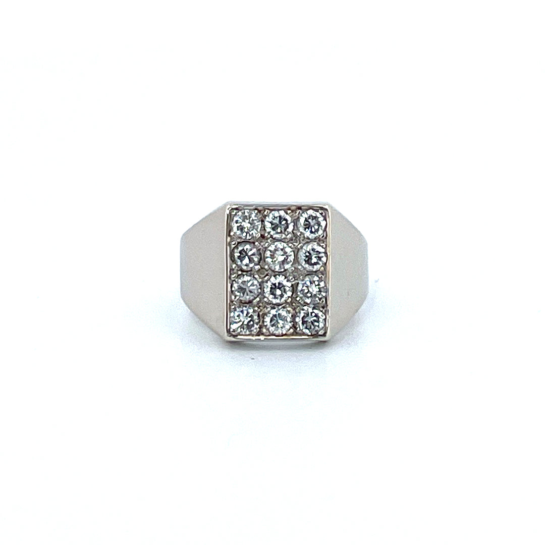 Chevalière "Vous êtes brillant" - Or gris 750 et diamants - 7,81gr