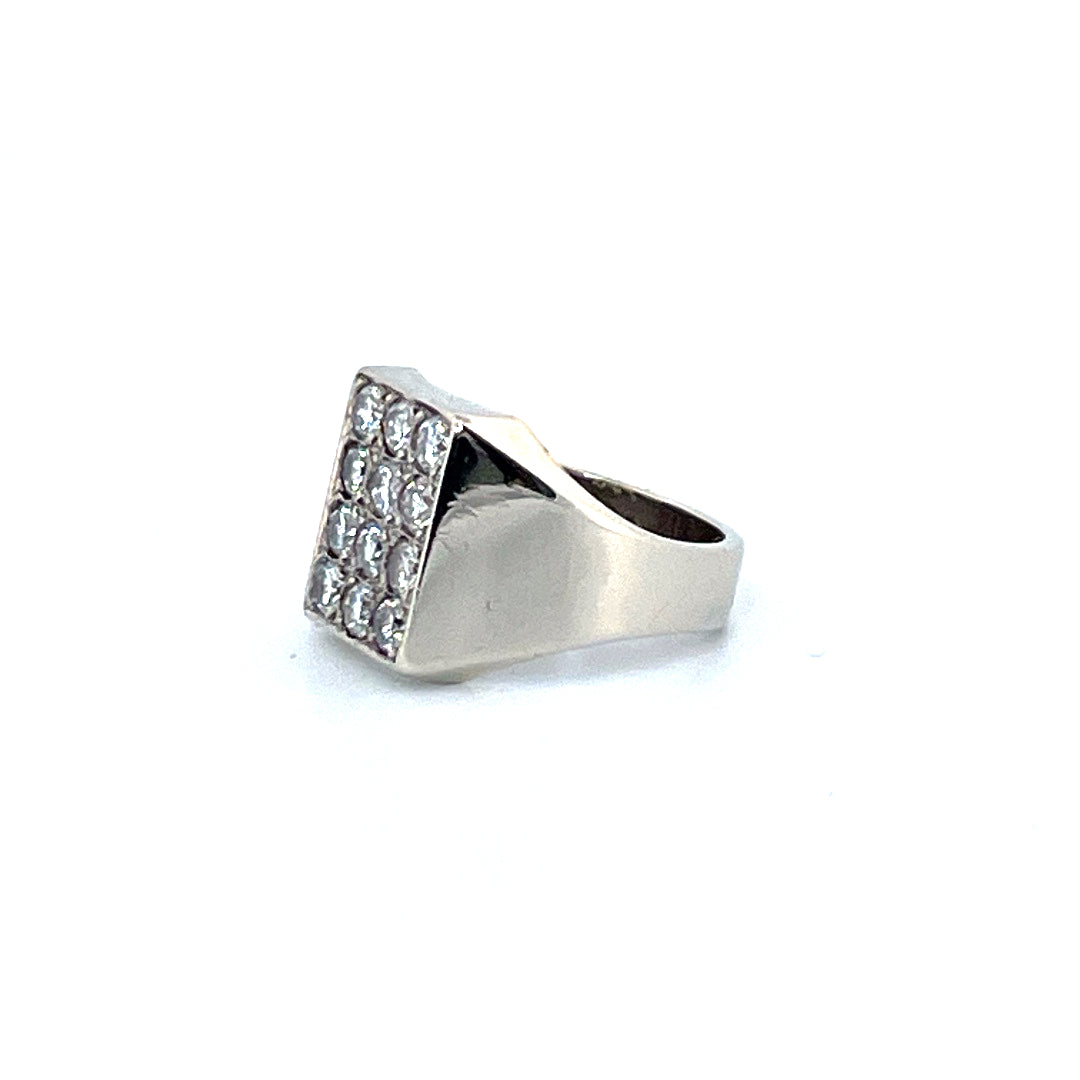 Chevalière "Vous êtes brillant" - Or gris 750 et diamants - 7,81gr