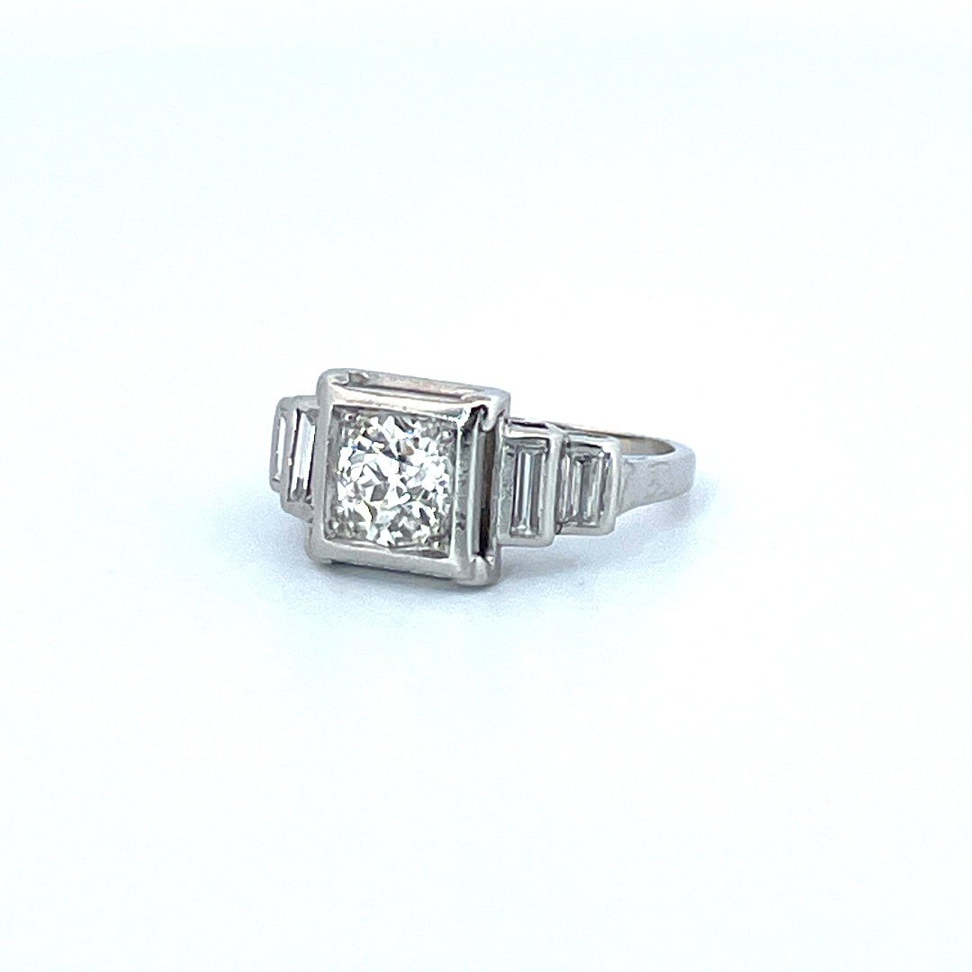Bague style Art déco - Platine et Diamants
