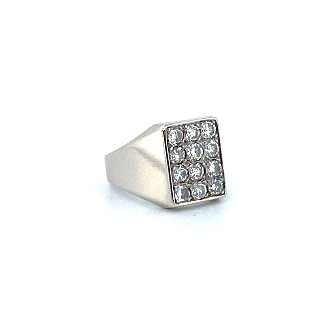 Chevalière "Vous êtes brillant" - Or gris 750 et diamants - 7,81gr