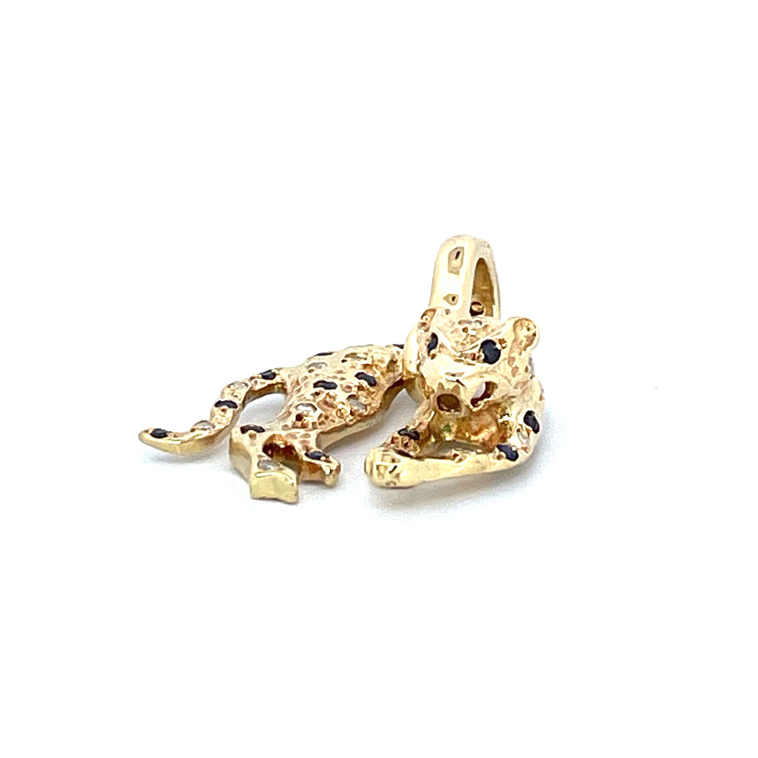 Pendentif "Panthère" - Or jaune 750 et diamants et saphirs - 8,08gr
