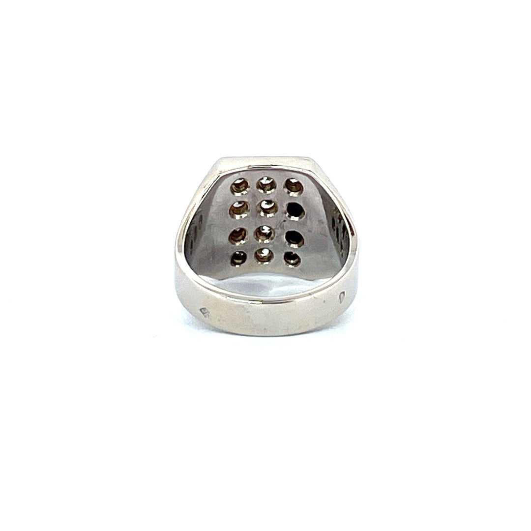 Chevalière "Vous êtes brillant" - Or gris 750 et diamants - 7,81gr