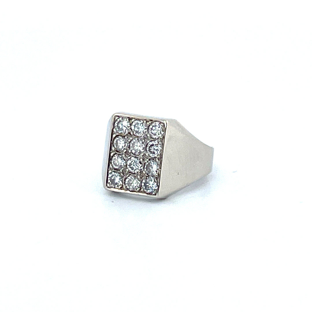 Chevalière "Vous êtes brillant" - Or gris 750 et diamants - 7,81gr