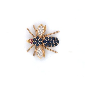 Broche abeille avec 3 sertis