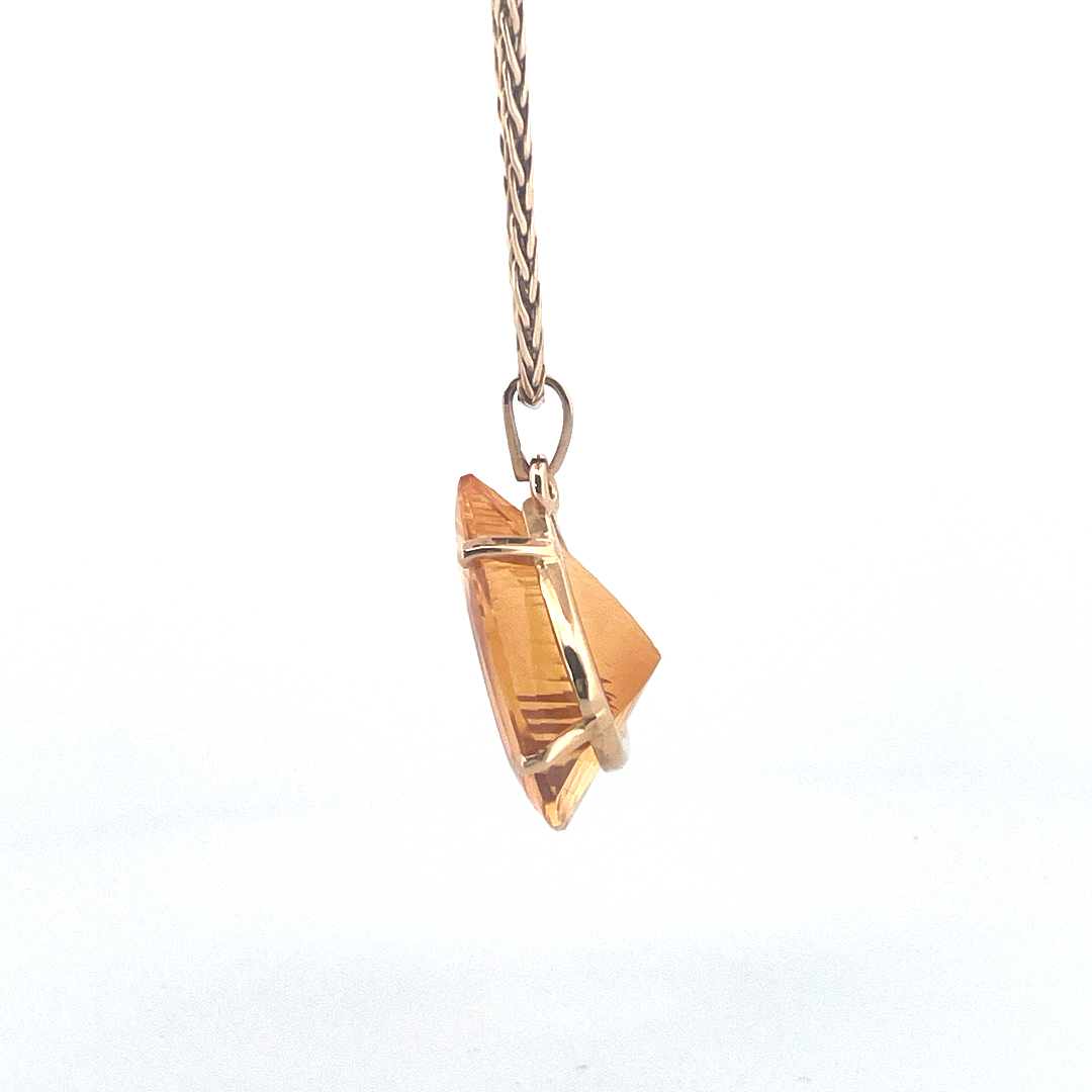 Chaîne palmier avec pierre principale en serti griffe et taille de la citrine en poire. – Image 3